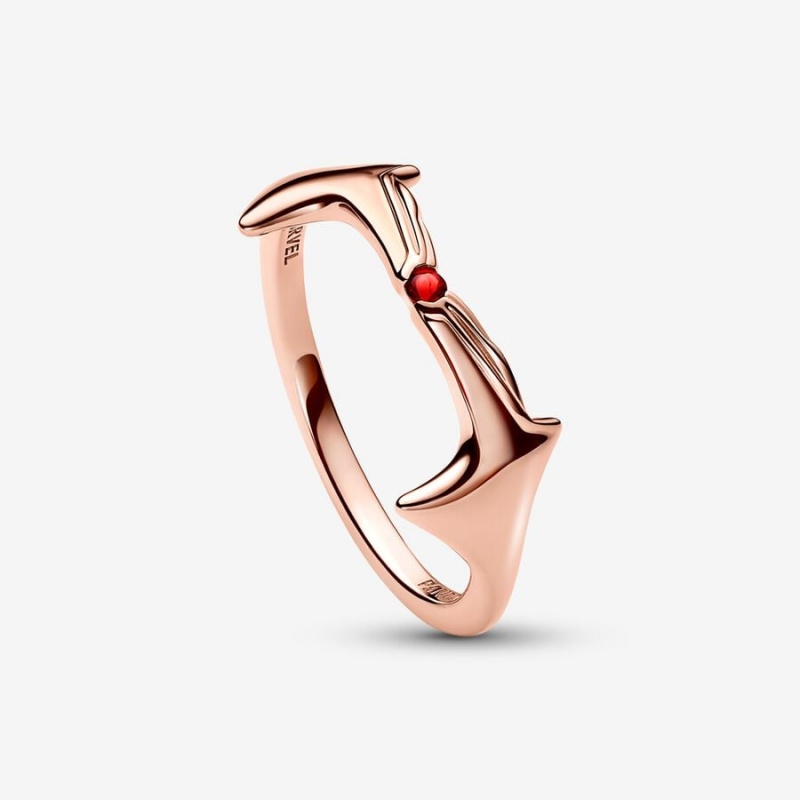 14k Rose gold-plated unique metal blend Pandora Marvel Scarlet Witch Ring Stackable Rings | 934-MOBSUI