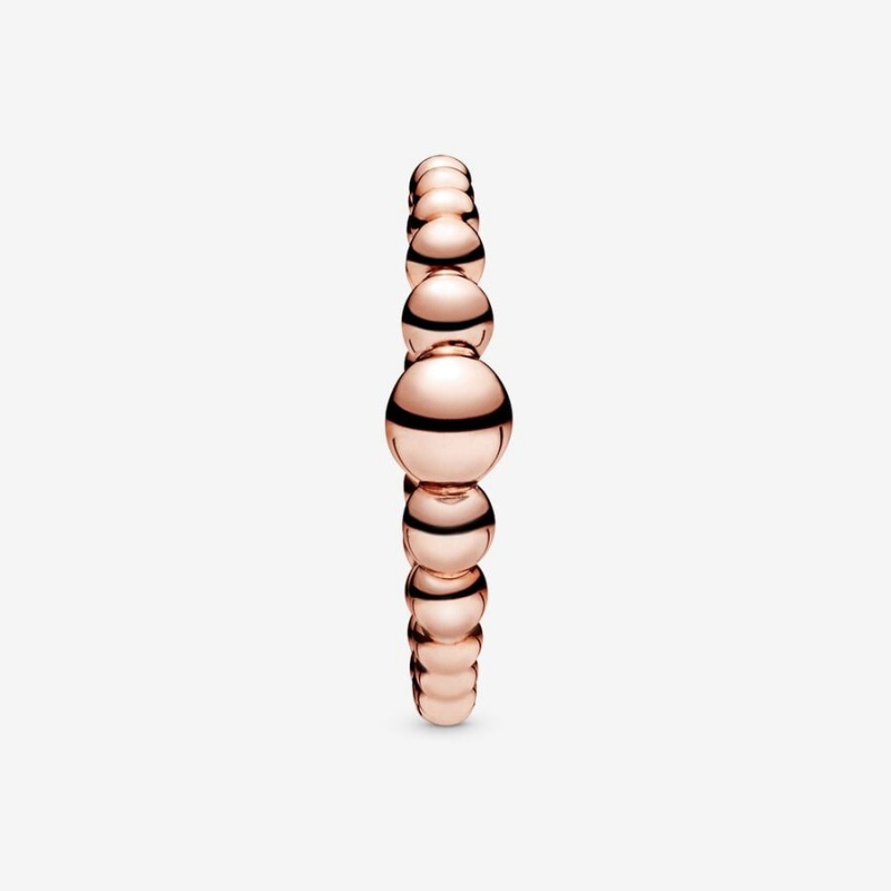 14k Rose gold-plated unique metal blend Pandora String of Beads Ring Stackable Rings | 806-XZHPNR