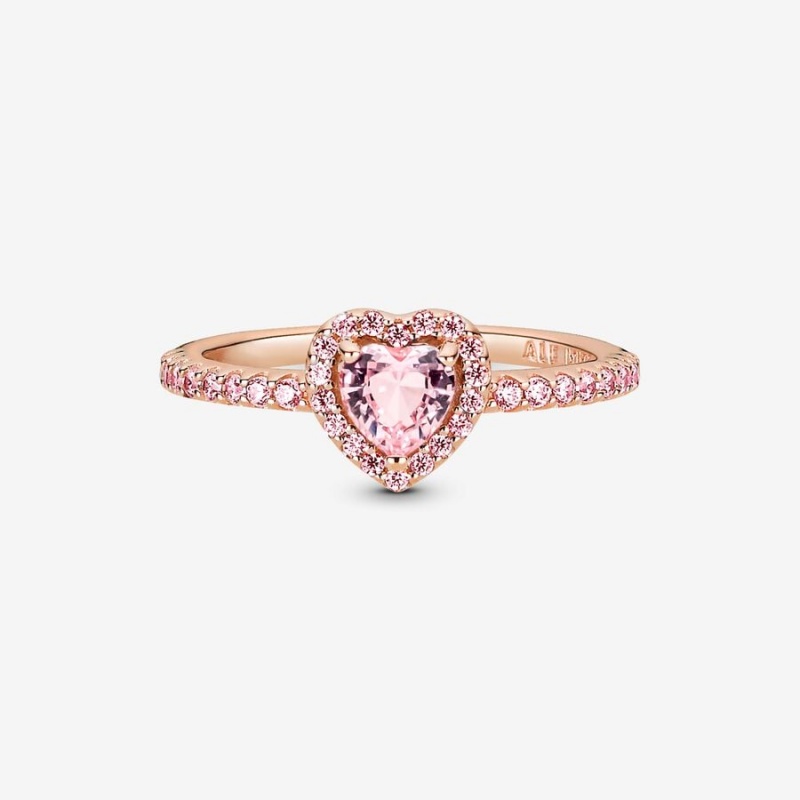 14k Rose gold-plated unique metal blend Pandora Sparkling Elevated Heart Ring Heart & Promise Rings | 873-XTAPGE