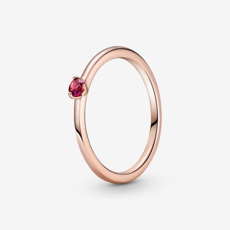 14k Rose gold-plated unique metal blend Pandora Red Solitaire Ring Stackable Rings | 138-EFNOCZ