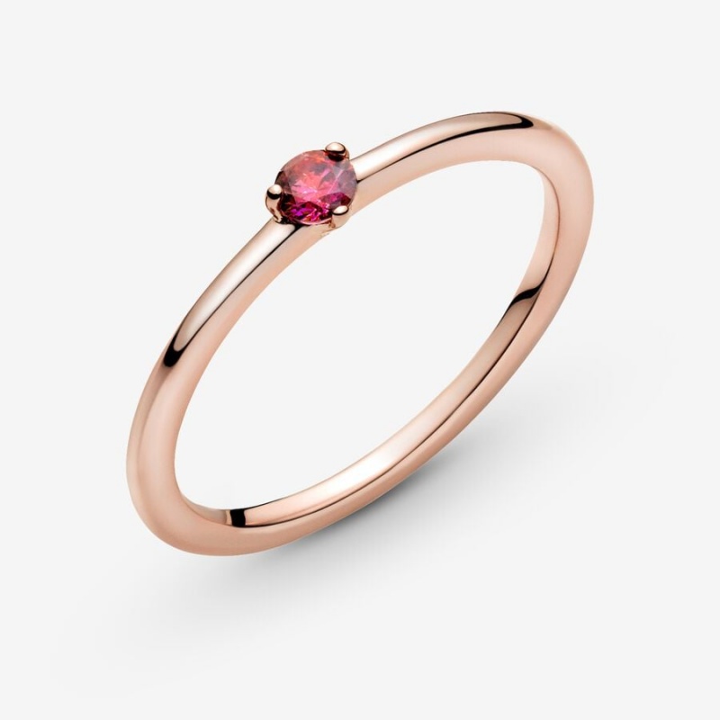 14k Rose gold-plated unique metal blend Pandora Red Solitaire Ring Stackable Rings | 138-EFNOCZ