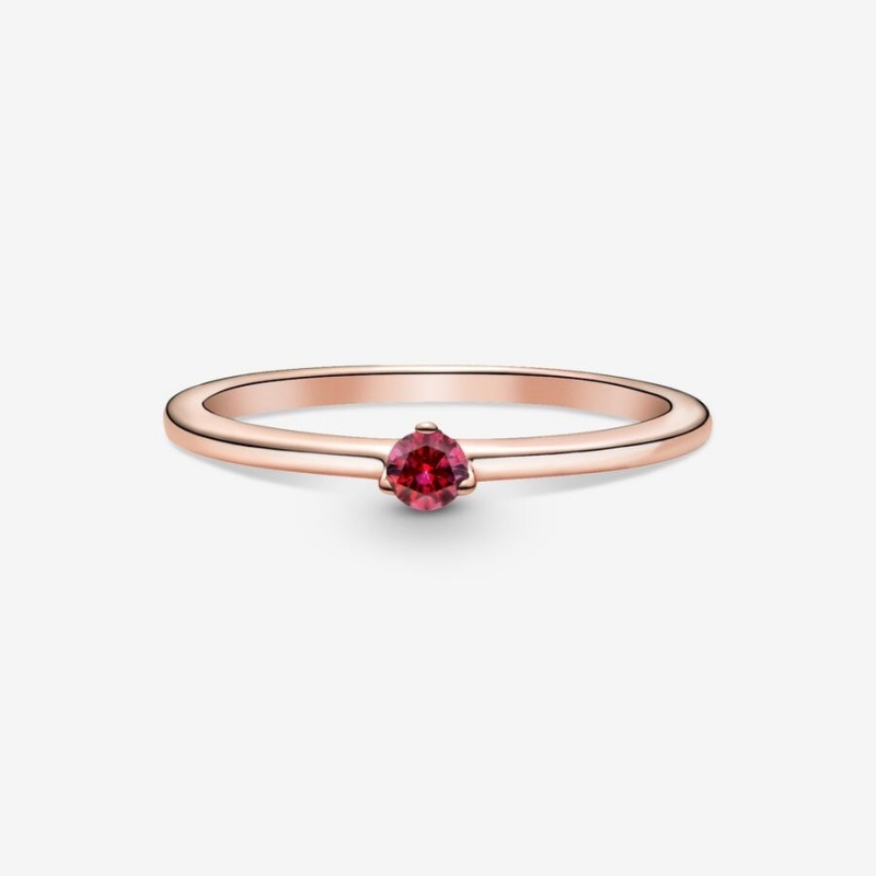 14k Rose gold-plated unique metal blend Pandora Red Solitaire Ring Stackable Rings | 138-EFNOCZ