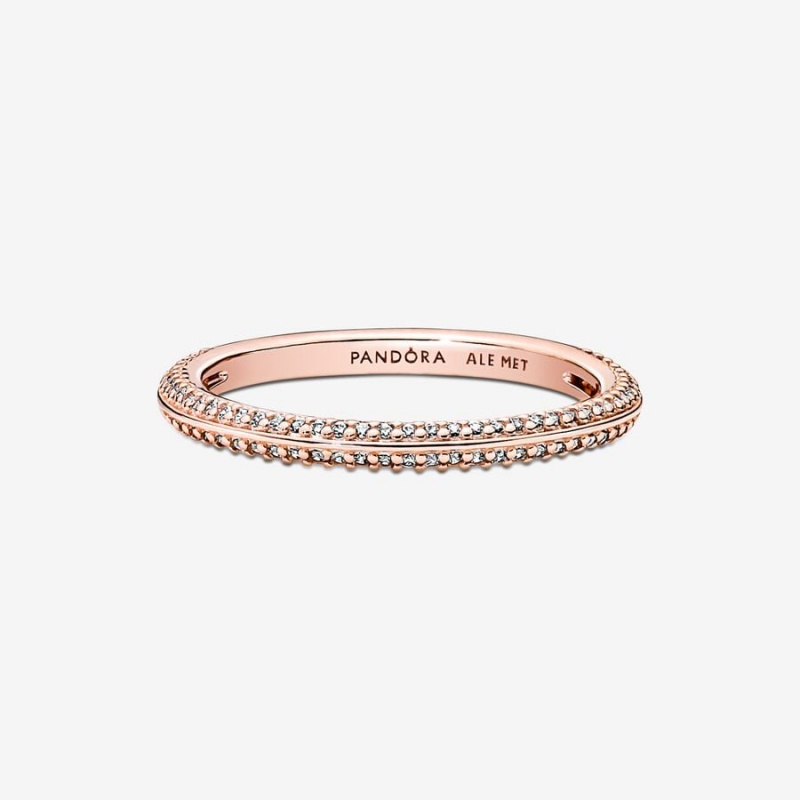 14k Rose gold-plated unique metal blend Pandora Pandora ME Pavé Ring Band Rings | 329-OJQKUG