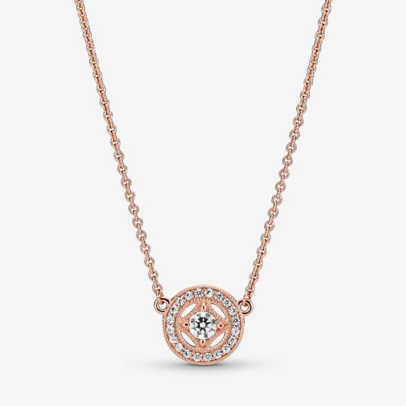 14k Rose gold-plated unique metal blend Pandora Vintage Circle Collier Necklace Pendant Necklaces | 573-OVNBED