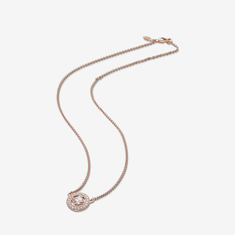 14k Rose gold-plated unique metal blend Pandora Vintage Circle Collier Necklace Pendant Necklaces | 573-OVNBED