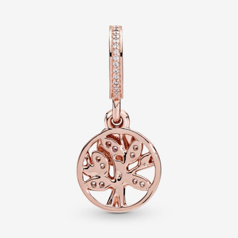 14k Rose gold-plated unique metal blend Pandora Sparkling Family Tree Dangle Charm Dangle Charms | 096-TCYOMB