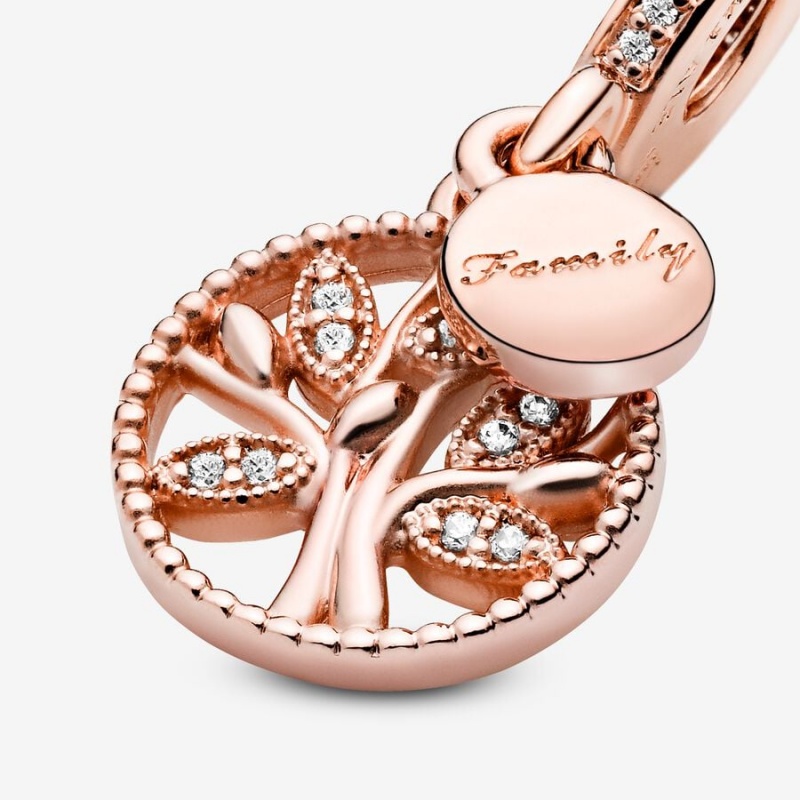 14k Rose gold-plated unique metal blend Pandora Sparkling Family Tree Dangle Charm Dangle Charms | 096-TCYOMB