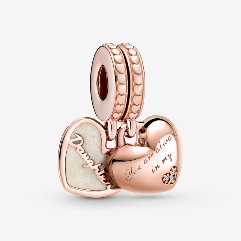 14k Rose gold-plated unique metal blend Pandora You're Always in My Heart Split Dangle Charm Dangle Charms | 751-HWNZVJ