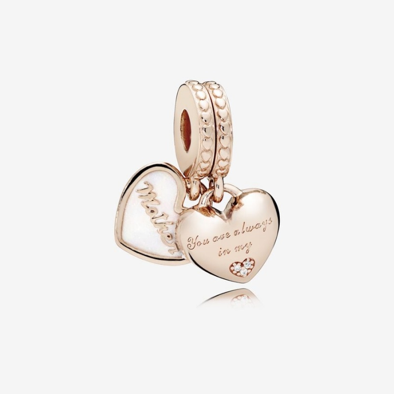 14k Rose gold-plated unique metal blend Pandora You're Always in My Heart Split Dangle Charm Dangle Charms | 751-HWNZVJ