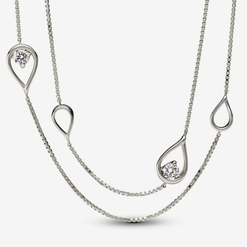 14k White Gold Pandora Infinite Lab-grown Diamond Long Pendant Necklace | 0.50 Carat Total Weight / 14k White Gold Lab Grown Diamond Necklaces | 287-XRSQKM