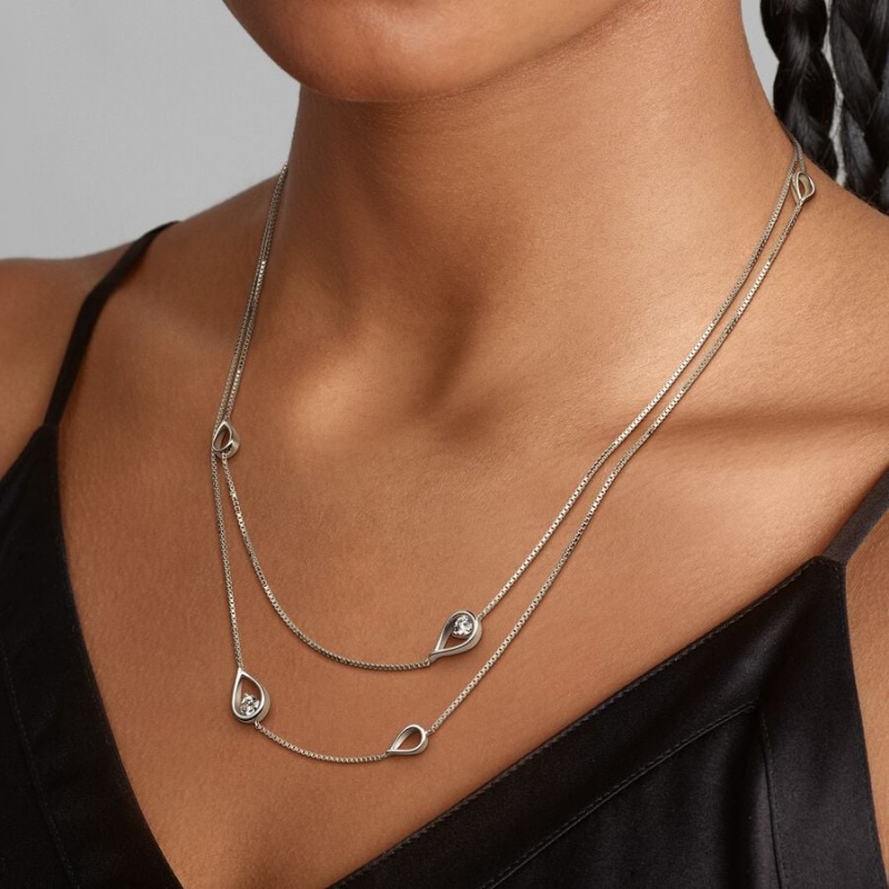 14k White Gold Pandora Infinite Lab-grown Diamond Long Pendant Necklace | 0.50 Carat Total Weight / 14k White Gold Lab Grown Diamond Necklaces | 287-XRSQKM