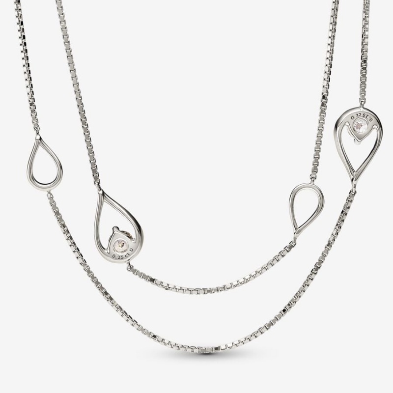 14k White Gold Pandora Infinite Lab-grown Diamond Long Pendant Necklace | 0.50 Carat Total Weight / 14k White Gold Lab Grown Diamond Necklaces | 287-XRSQKM