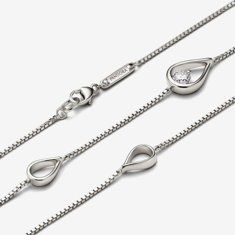 14k White Gold Pandora Infinite Lab-grown Diamond Long Pendant Necklace | 0.50 Carat Total Weight / 14k White Gold Lab Grown Diamond Necklaces | 287-XRSQKM