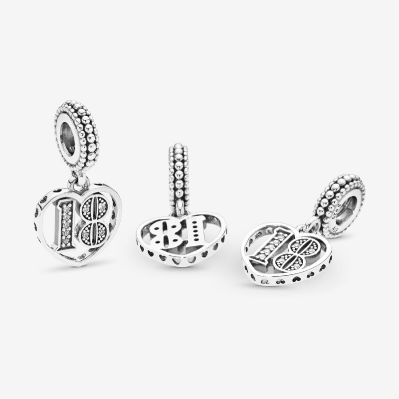 Sterling Silver Pandora 18th Celebration Dangle Charm Dangle Charms | 786-XIWCYF