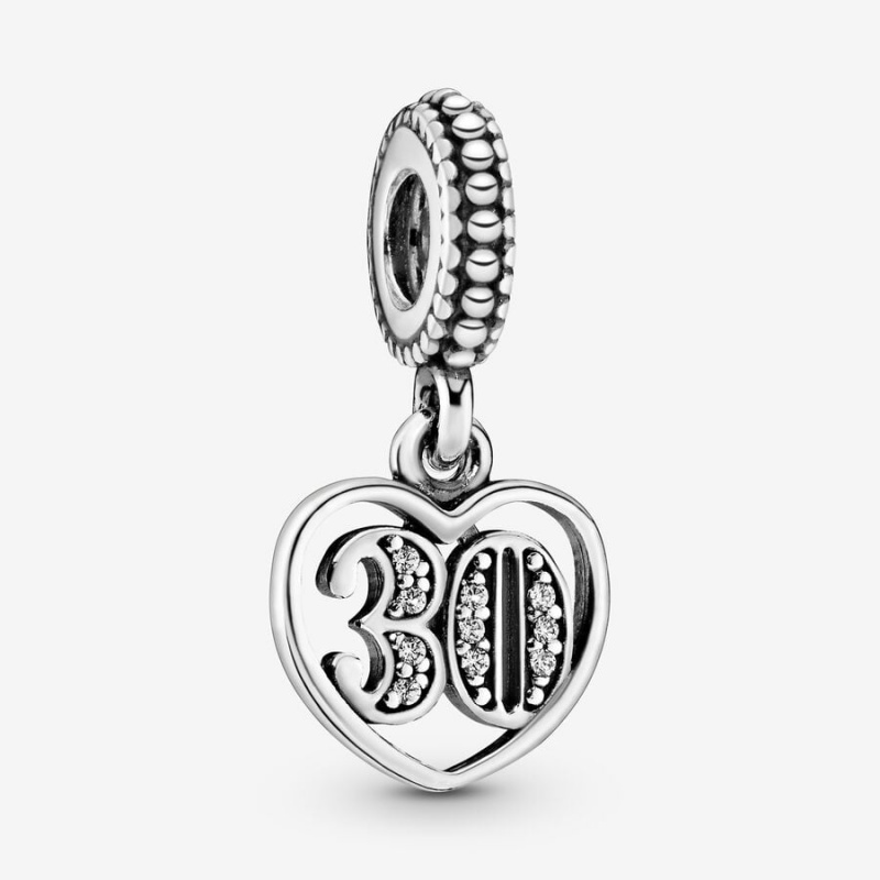 Sterling Silver Pandora 30th Celebration Dangle Charm Dangle Charms | 198-MCESZN