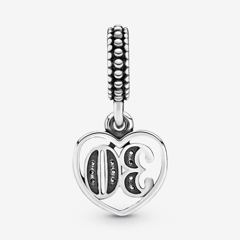 Sterling Silver Pandora 30th Celebration Dangle Charm Dangle Charms | 198-MCESZN