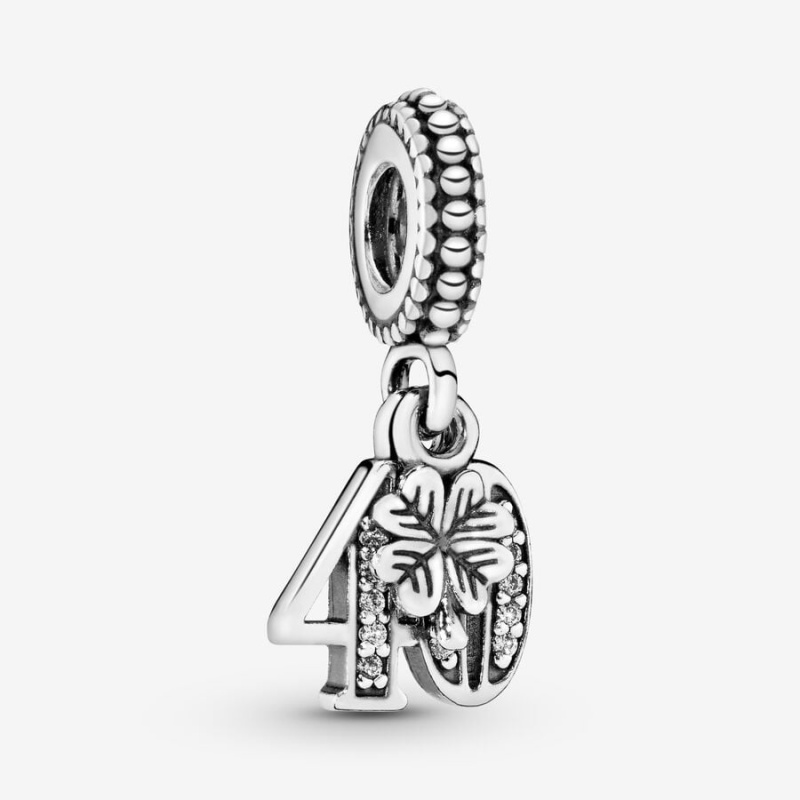 Sterling Silver Pandora 40th Celebration Dangle Charm Dangle Charms | 215-RIHODV