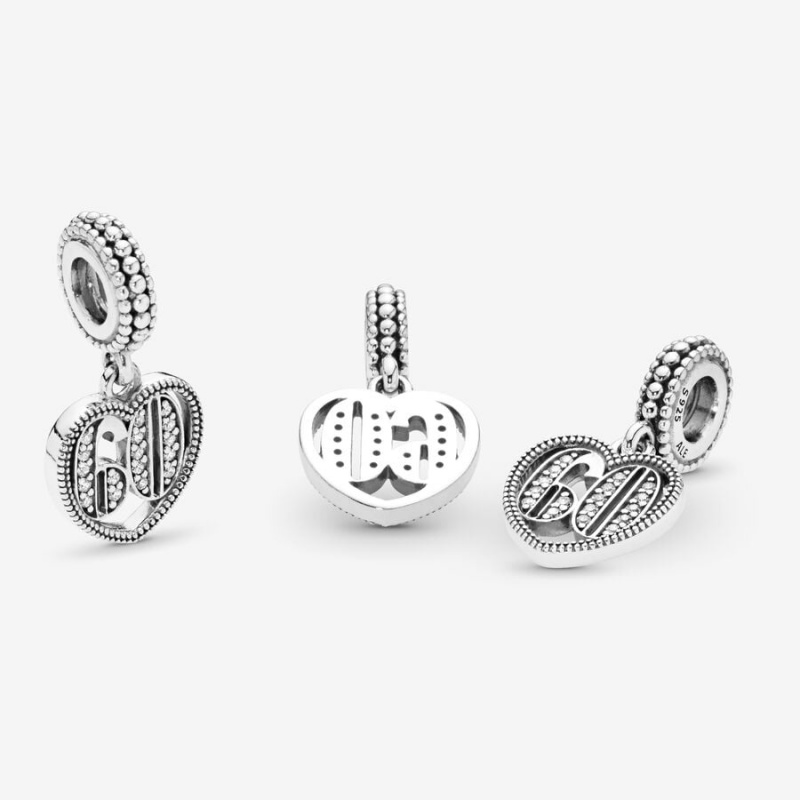 Sterling Silver Pandora 60th Celebration Dangle Charm Dangle Charms | 698-GNTAOR