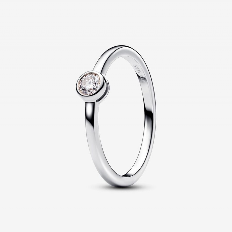 Sterling Silver Pandora Era Lab-grown Diamond Bezel Ring | 0.15 Carat Total Weight / Sterling Silver Lab Grown Diamond Rings | 620-OCWVUD