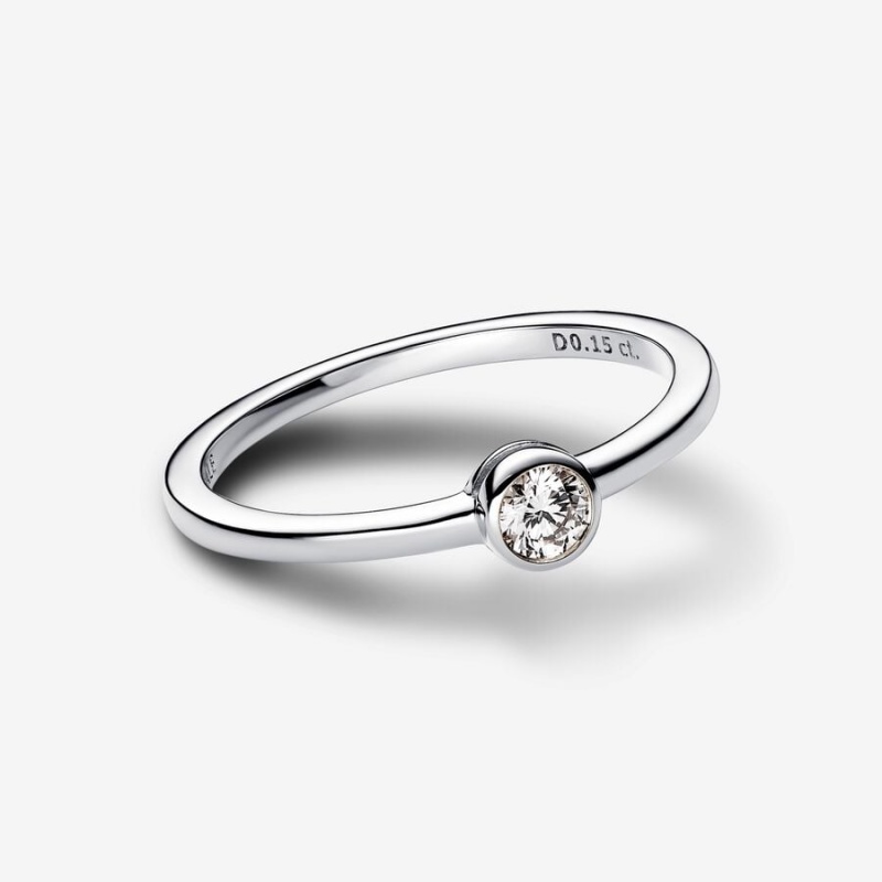 Sterling Silver Pandora Era Lab-grown Diamond Bezel Ring | 0.15 Carat Total Weight / Sterling Silver Lab Grown Diamond Rings | 620-OCWVUD