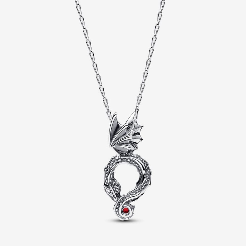 Sterling Silver Pandora Game of Thrones Dragon Pendant Necklace Pendant Necklaces | 109-VFPRZY