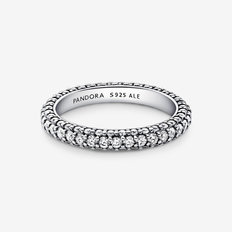 Sterling Silver Pandora Pandora Timeless Pavé Single-row Ring Band Rings | 690-CMVTBU