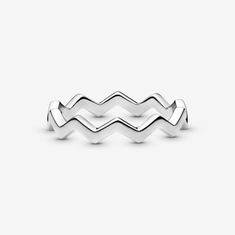 Sterling Silver Pandora Polished Zigzag Ring Rings | 824-BHTRMC