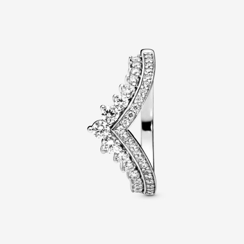 Sterling Silver Pandora Princess Wishbone Ring Stackable Rings | 471-WTLNUF