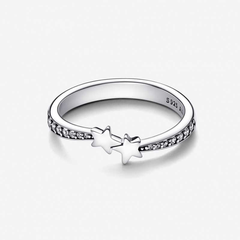 Sterling Silver Pandora Shooting Stars Sparkling Ring Stackable Rings | 973-FSOZMC