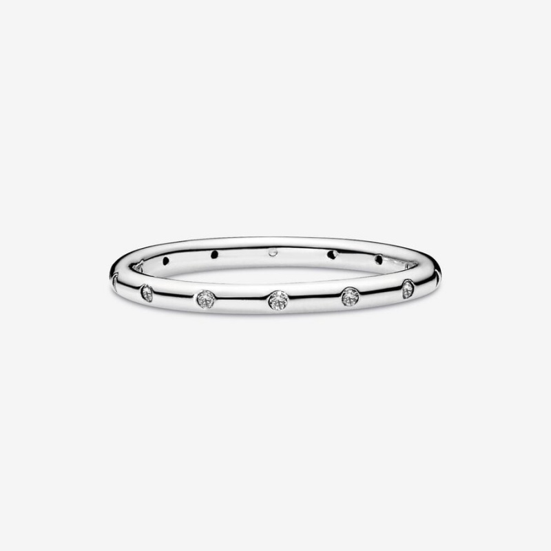 Sterling Silver Pandora Simple Sparkling Band Ring Band Rings | 730-ILHQTG