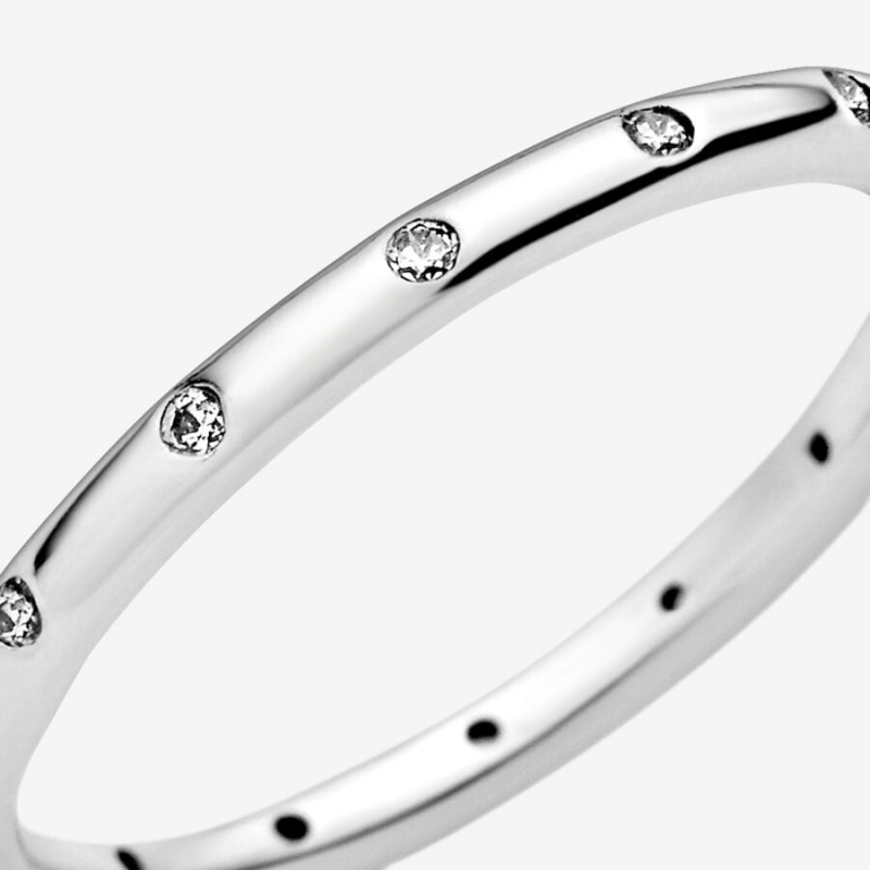 Sterling Silver Pandora Simple Sparkling Band Ring Band Rings | 730-ILHQTG