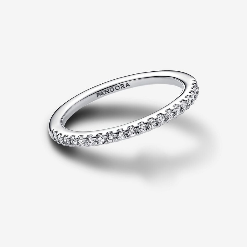 Sterling Silver Pandora Sparkling Band Ring Band Rings | 032-LZDFBV