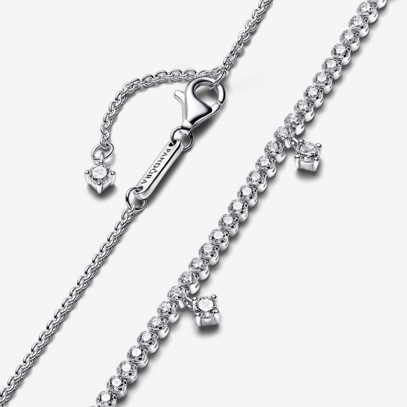 Sterling Silver Pandora Sparkling Drop Collier Necklace Pendant Necklaces | 539-VRAUFO