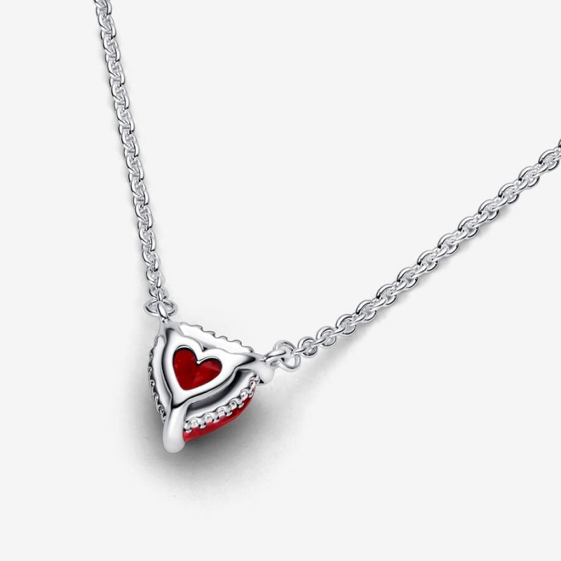 Sterling Silver Pandora Sparkling Heart Halo Pendant Collier Necklace Pendant Necklaces | 163-BYIHZN