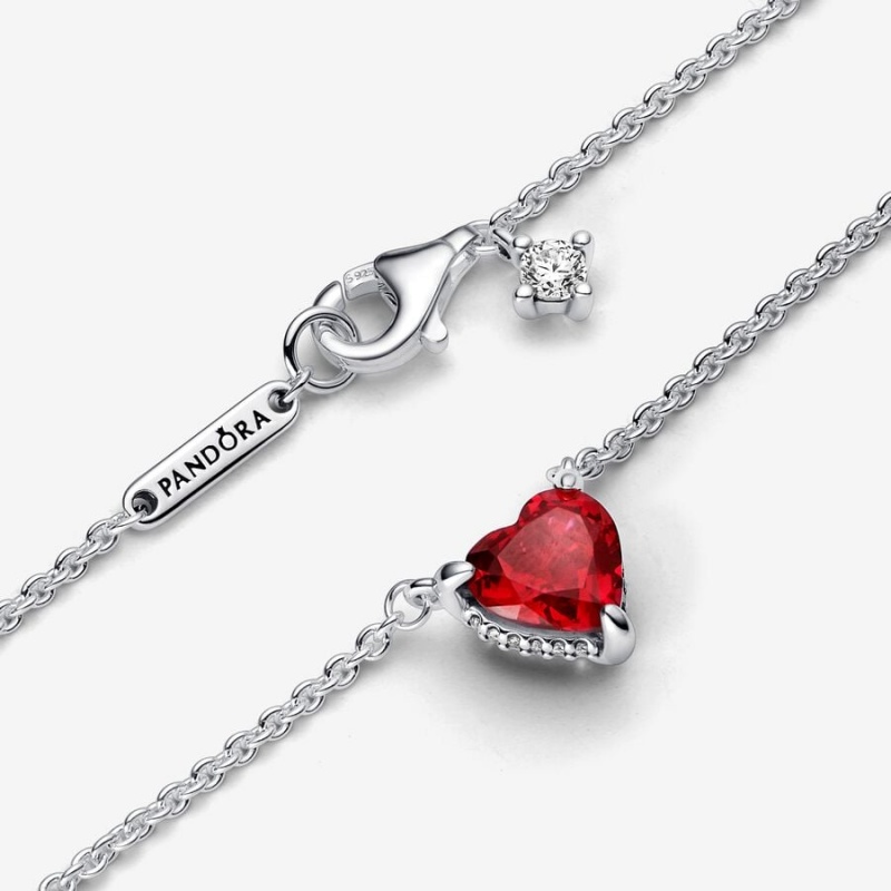 Sterling Silver Pandora Sparkling Heart Halo Pendant Collier Necklace Pendant Necklaces | 163-BYIHZN