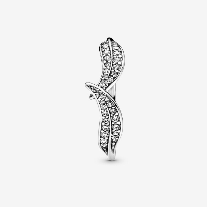 Sterling Silver Pandora Sparkling Leaves Ring Rings | 806-DMRHEJ