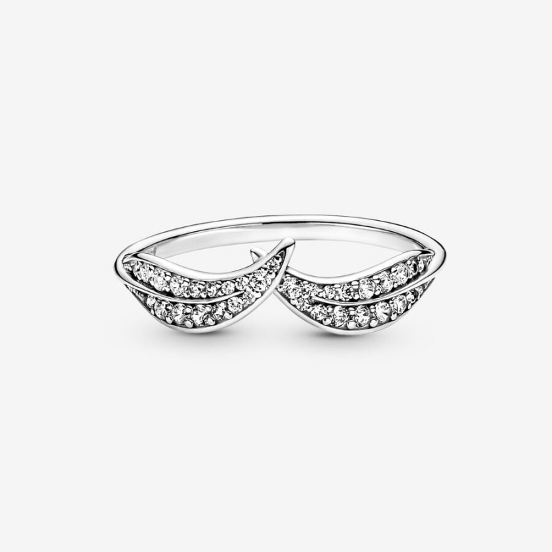 Sterling Silver Pandora Sparkling Leaves Ring Rings | 806-DMRHEJ