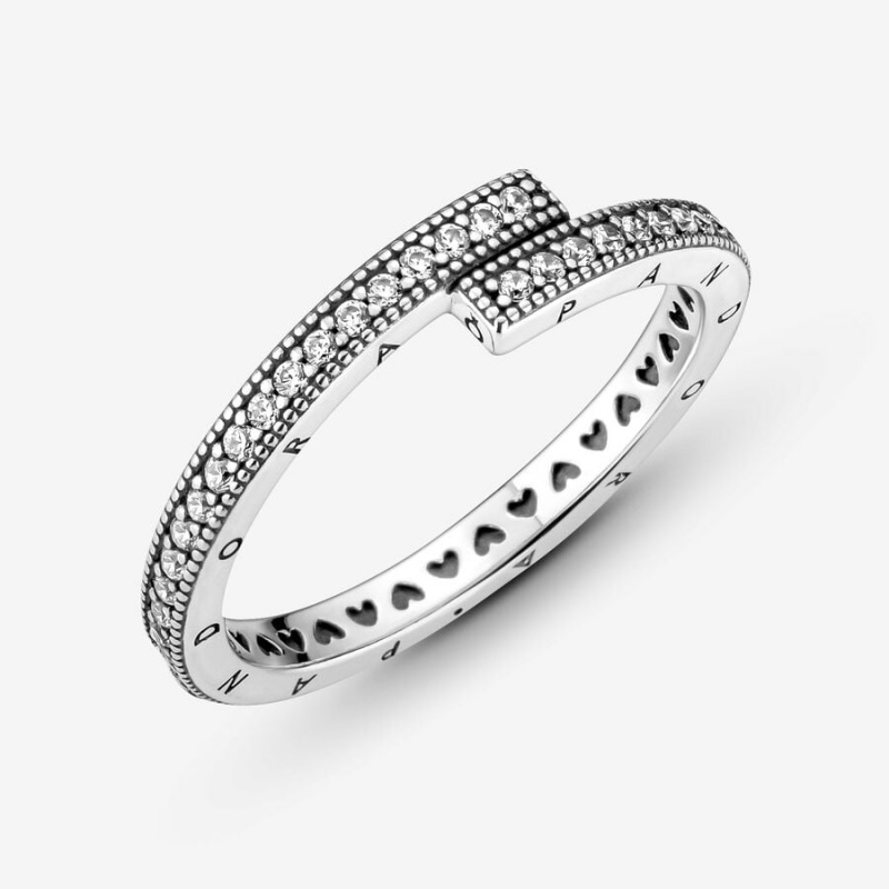 Sterling Silver Pandora Sparkling Overlapping Ring Band Rings | 028-CHUZPG