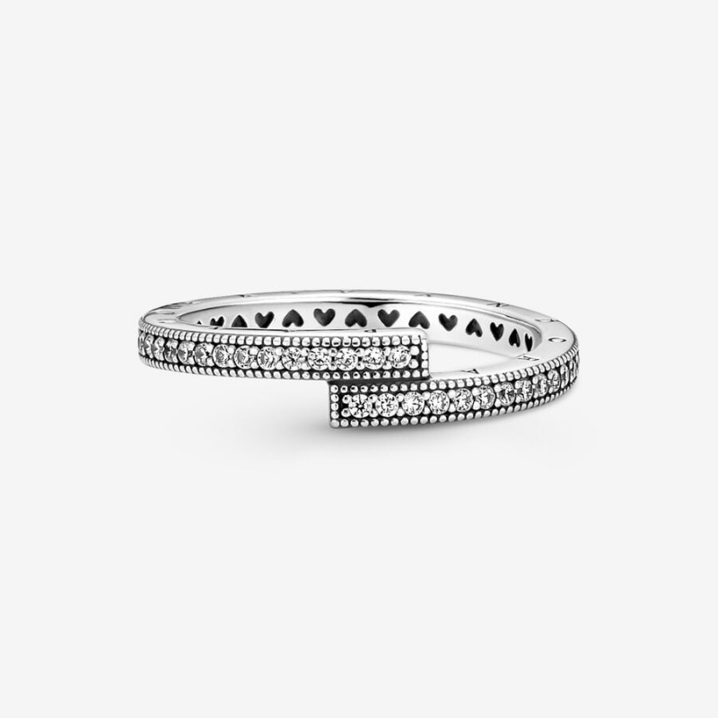 Sterling Silver Pandora Sparkling Overlapping Ring Band Rings | 028-CHUZPG