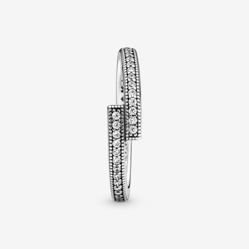 Sterling Silver Pandora Sparkling Overlapping Ring Band Rings | 028-CHUZPG