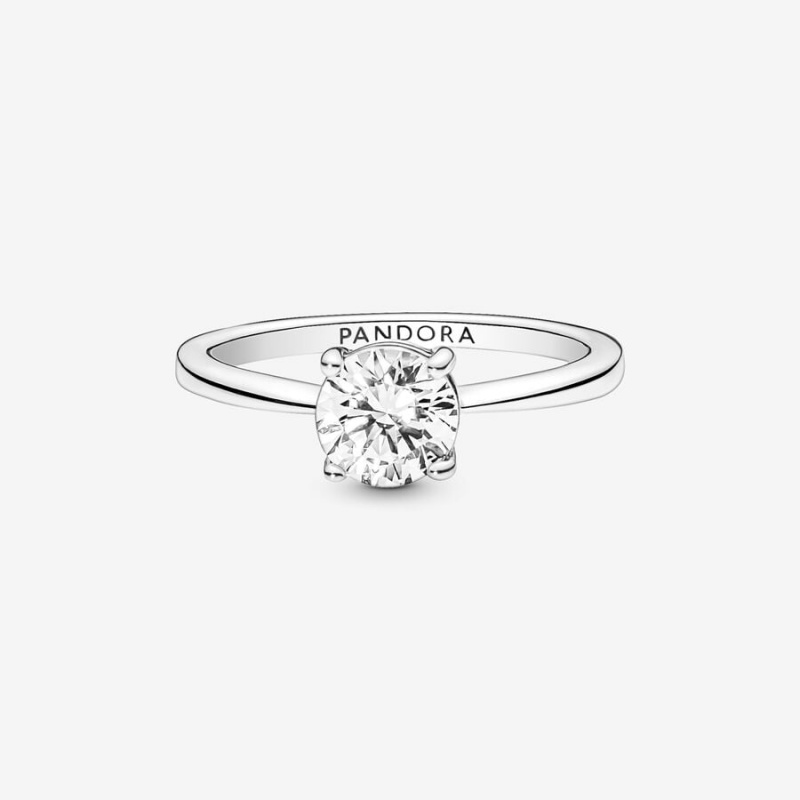 Sterling Silver Pandora Sparkling Solitaire Ring Heart & Promise Rings | 625-IPMBDK