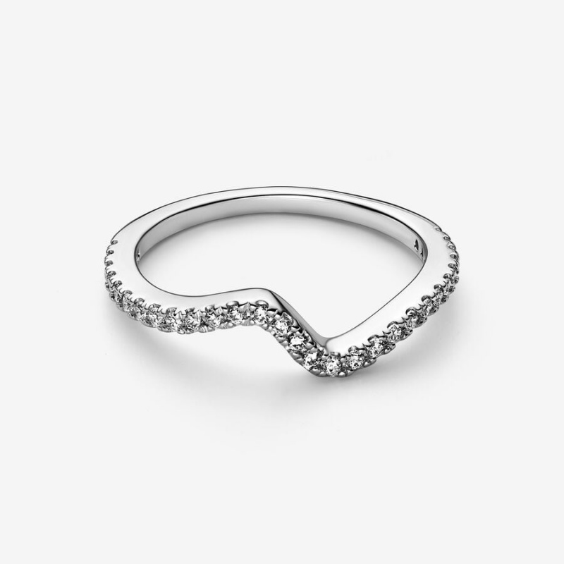 Sterling Silver Pandora Sparkling Wave Ring Stackable Rings | 304-SYNAPH