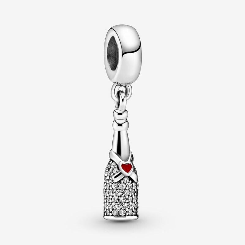 Sterling Silver Pandora Sparkling Wine Bottle Dangle Charm Dangle Charms | 284-HKEOYT