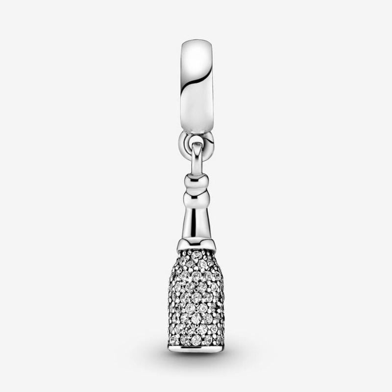 Sterling Silver Pandora Sparkling Wine Bottle Dangle Charm Dangle Charms | 284-HKEOYT