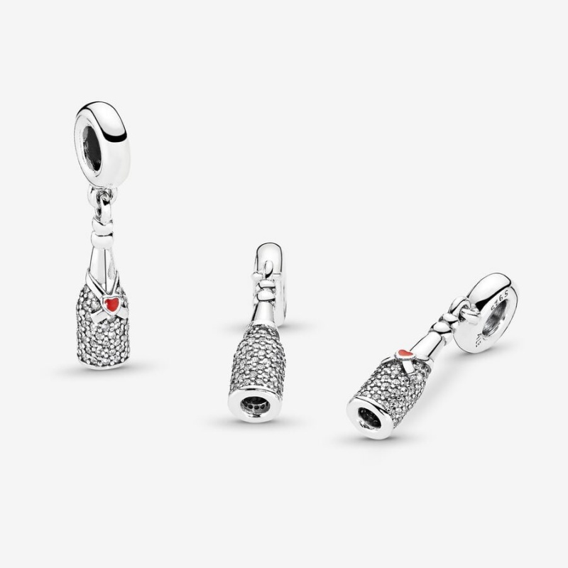 Sterling Silver Pandora Sparkling Wine Bottle Dangle Charm Dangle Charms | 284-HKEOYT