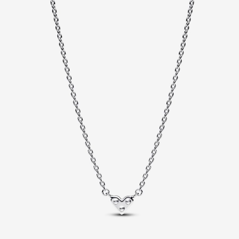 Sterling Silver Pandora Triple Stone Heart Collier Necklace Pendant Necklaces | 574-ABWRSZ